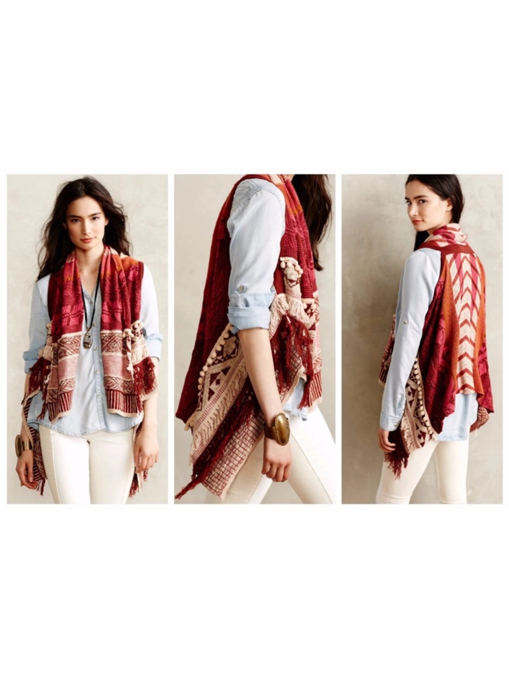 Anthropologie‎ Moth Durango Jacquard Boho Vest - Picture 14 of 15